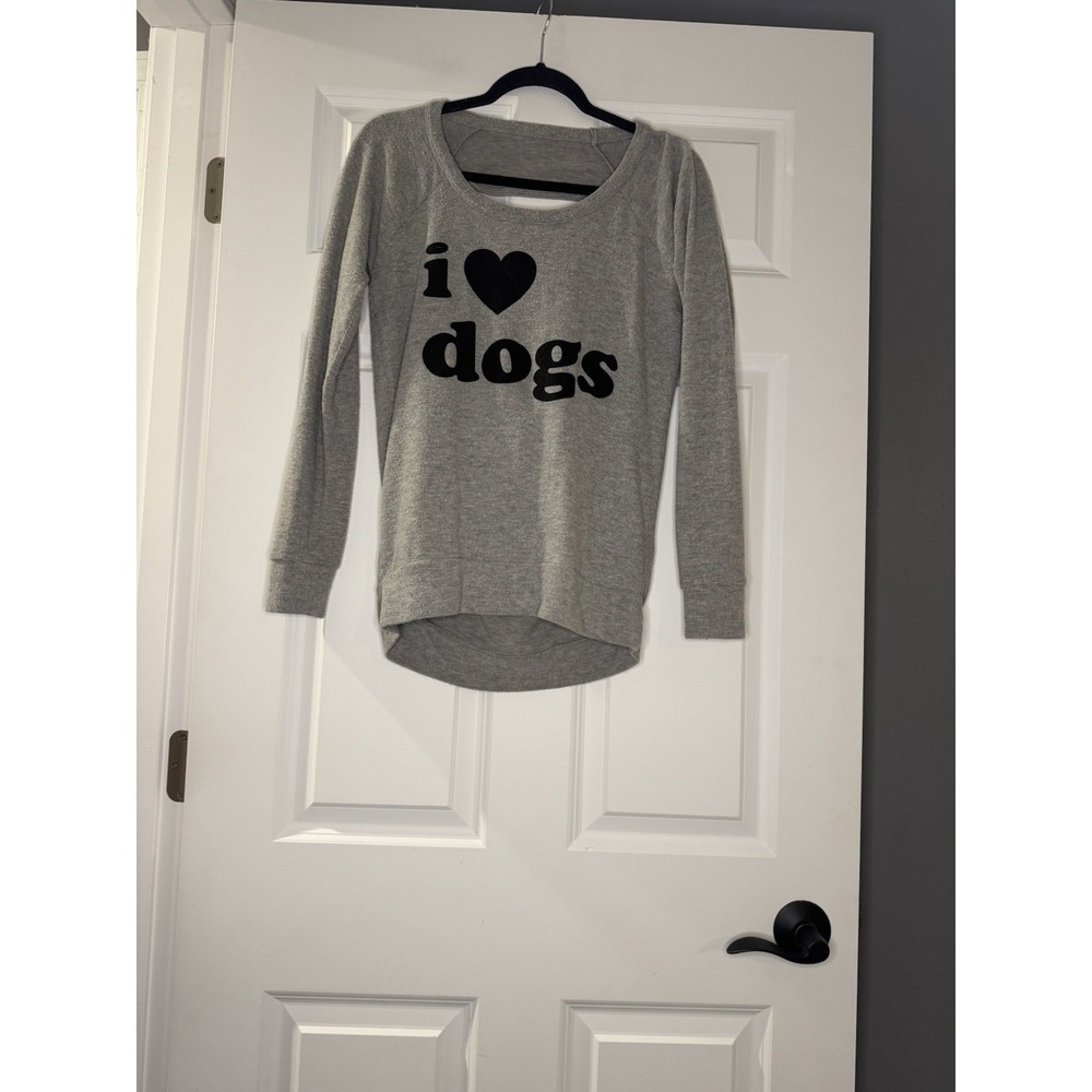 Chaser Long Sleeve Drape Back Top S I Love Dogs
